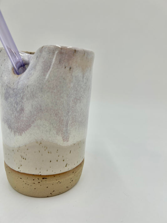 Cup with Straw Hole + Glass Straw - Lavender