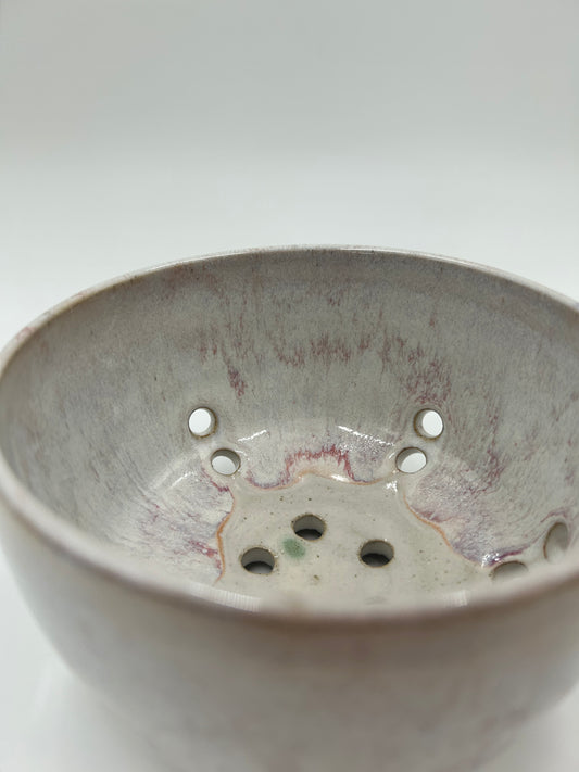 Berry Bowl – Rustic Colander & Fruit Strainer with Reactive Glaze - Plum