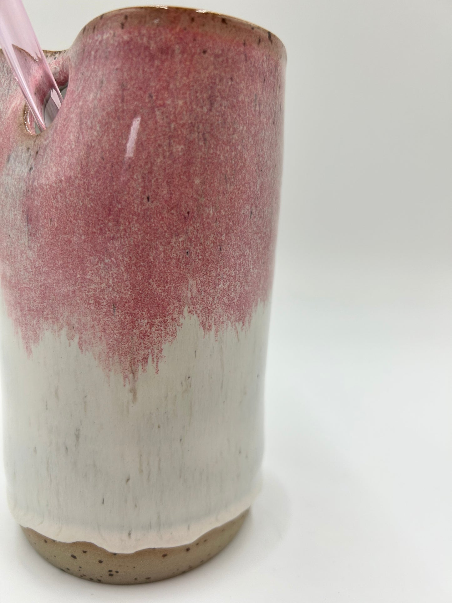 Cup with Straw Hole + Glass Straw - Pink 3