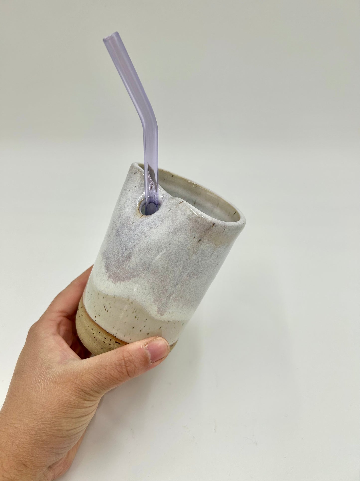Cup with Straw Hole + Glass Straw - Lavender
