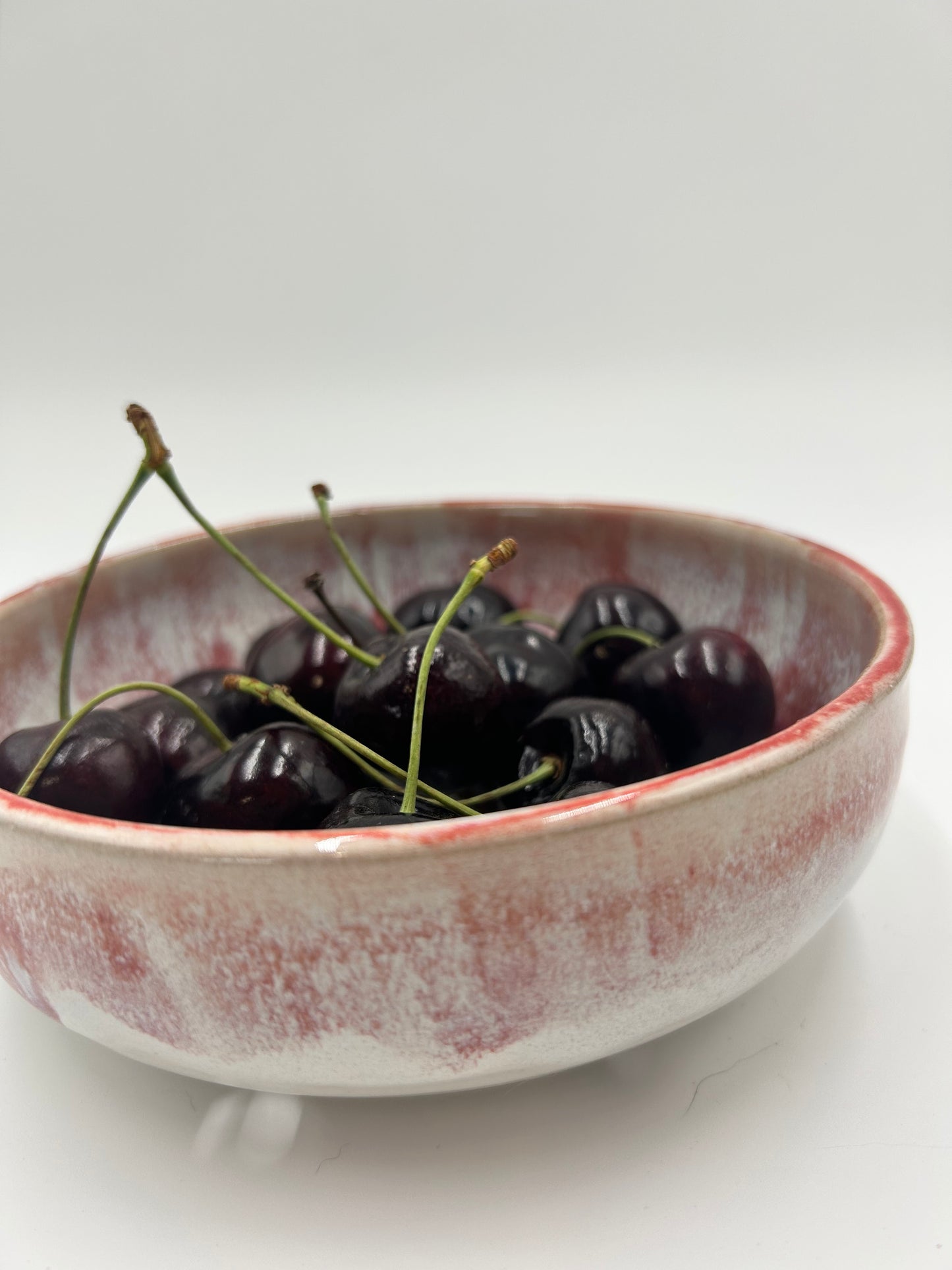 Wide Berry Bowl – Rustic Colander & Fruit Strainer with Reactive Glaze - Plum