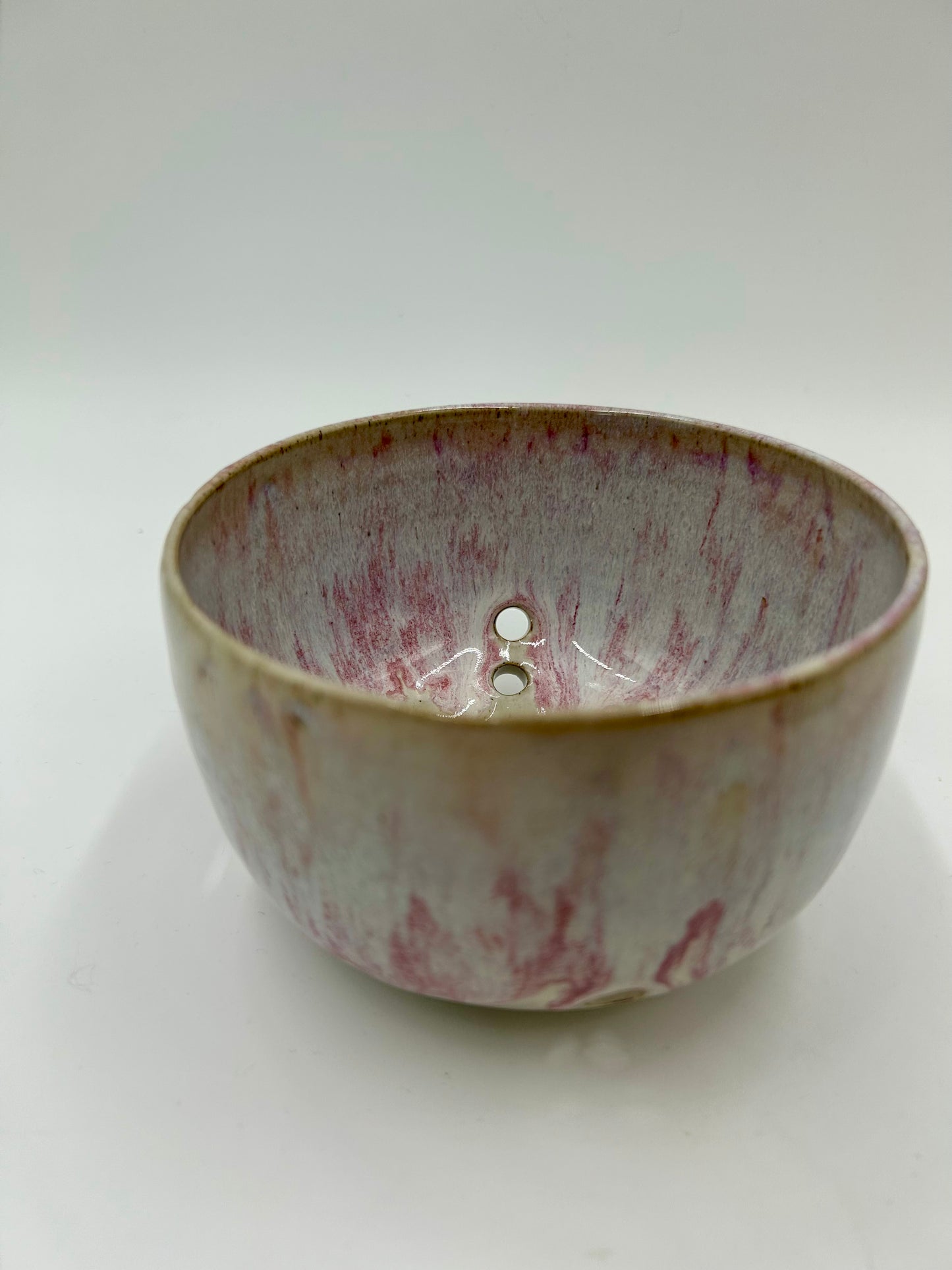 Berry Bowl – Rustic Colander & Fruit Strainer with Reactive Glaze - Raspberry 2