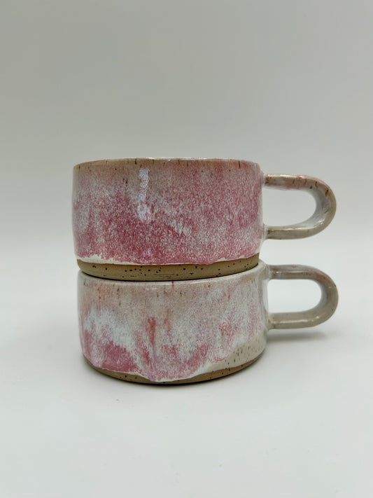 Flat White Mug - Low and Wide Stoneware Mug - Various Colours