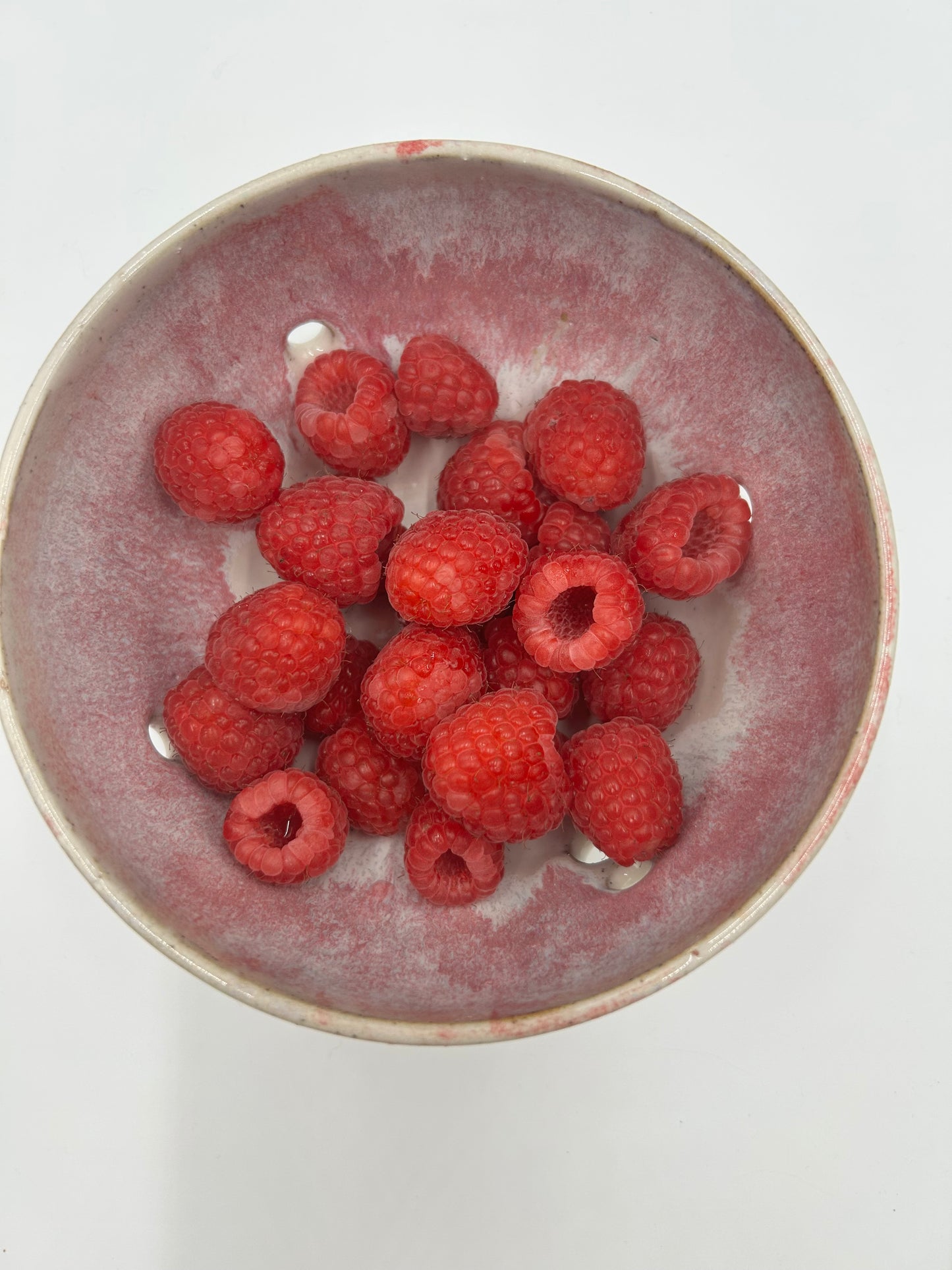 Berry Bowl – Rustic Colander & Fruit Strainer with Reactive Glaze - Raspberry