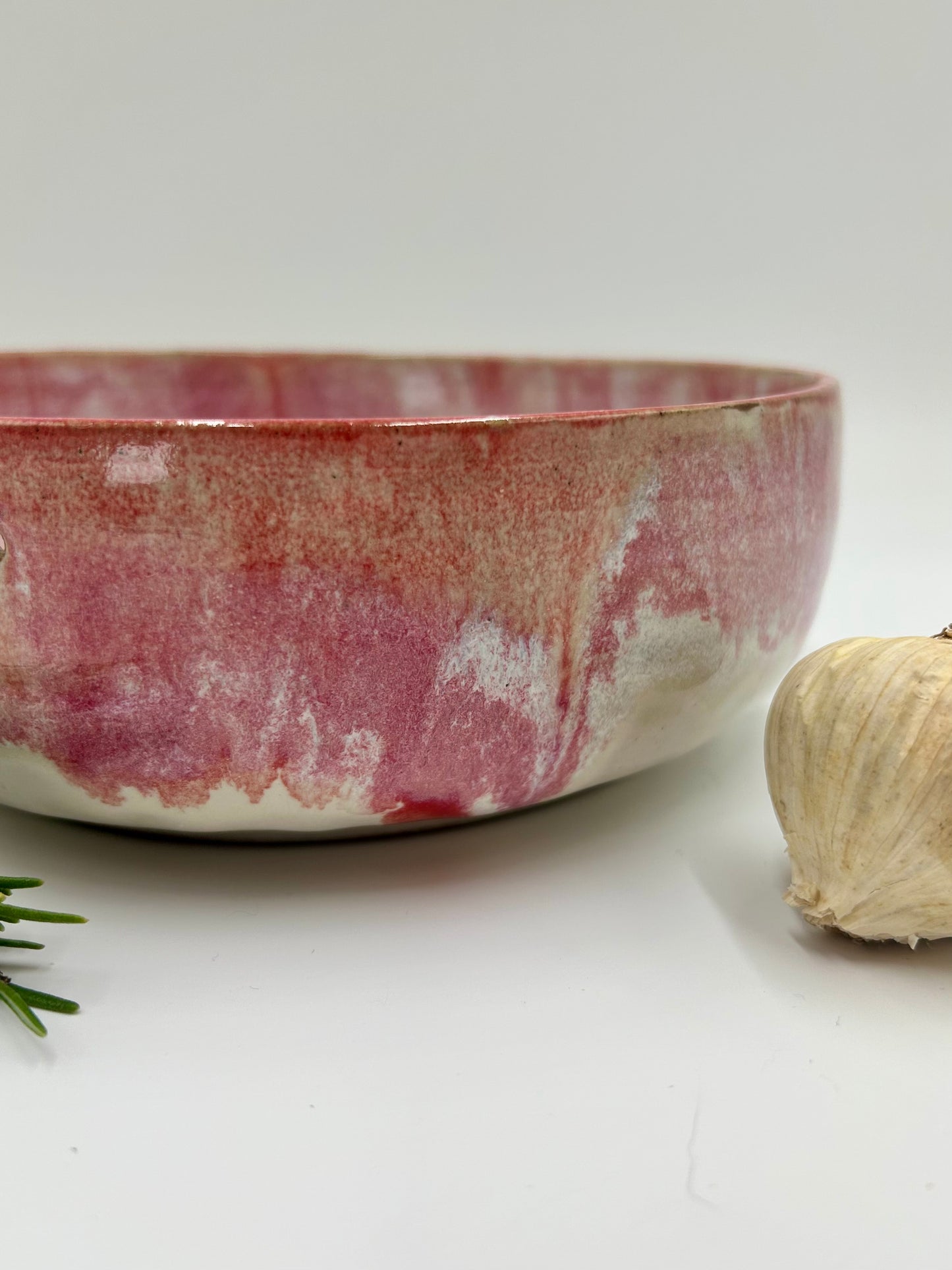 Prep + Salad Bowl with Herb Stripper, Garlic Grater - Raspberry