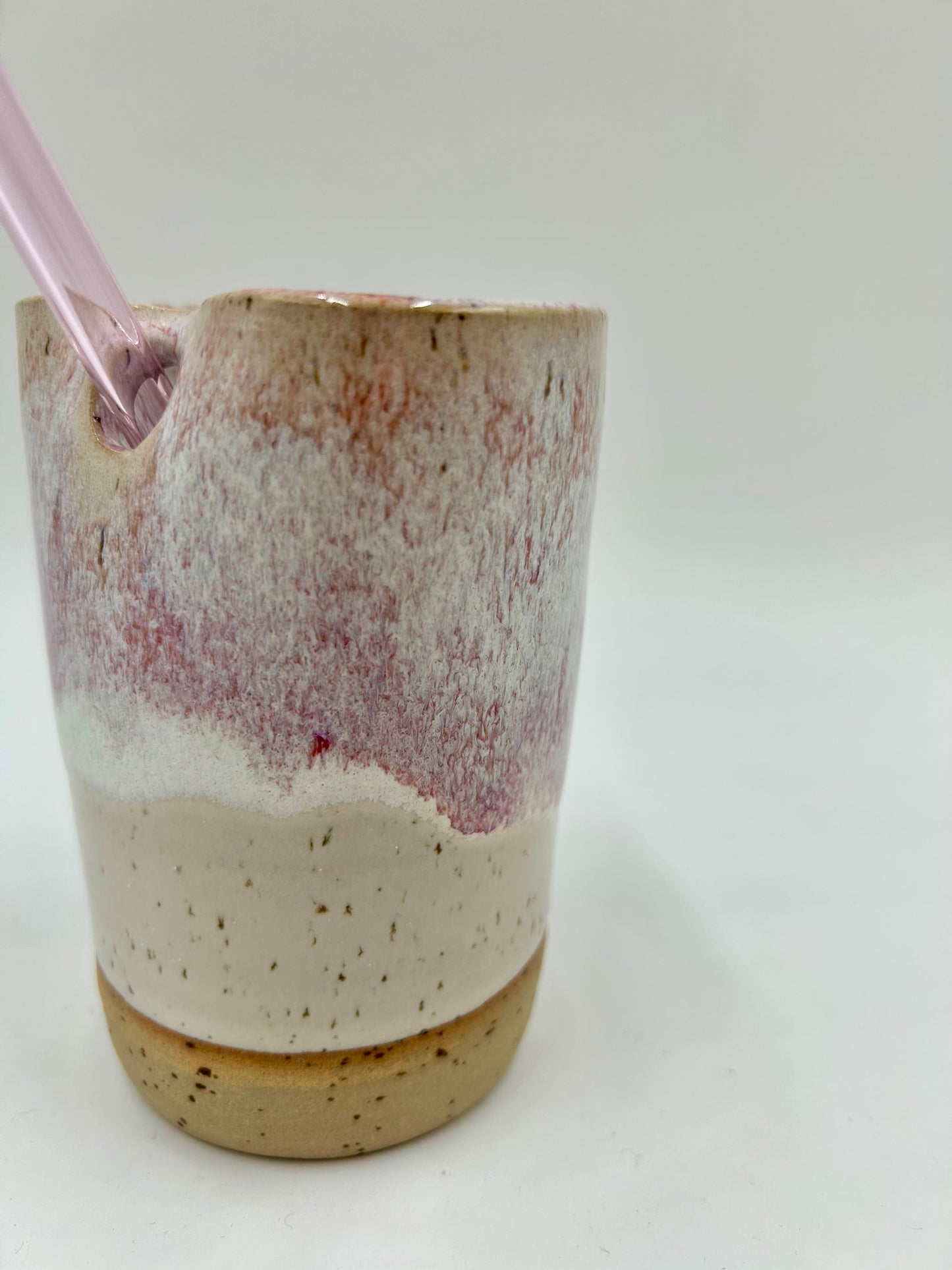 Cup with Straw Hole + Glass Straw - Plum