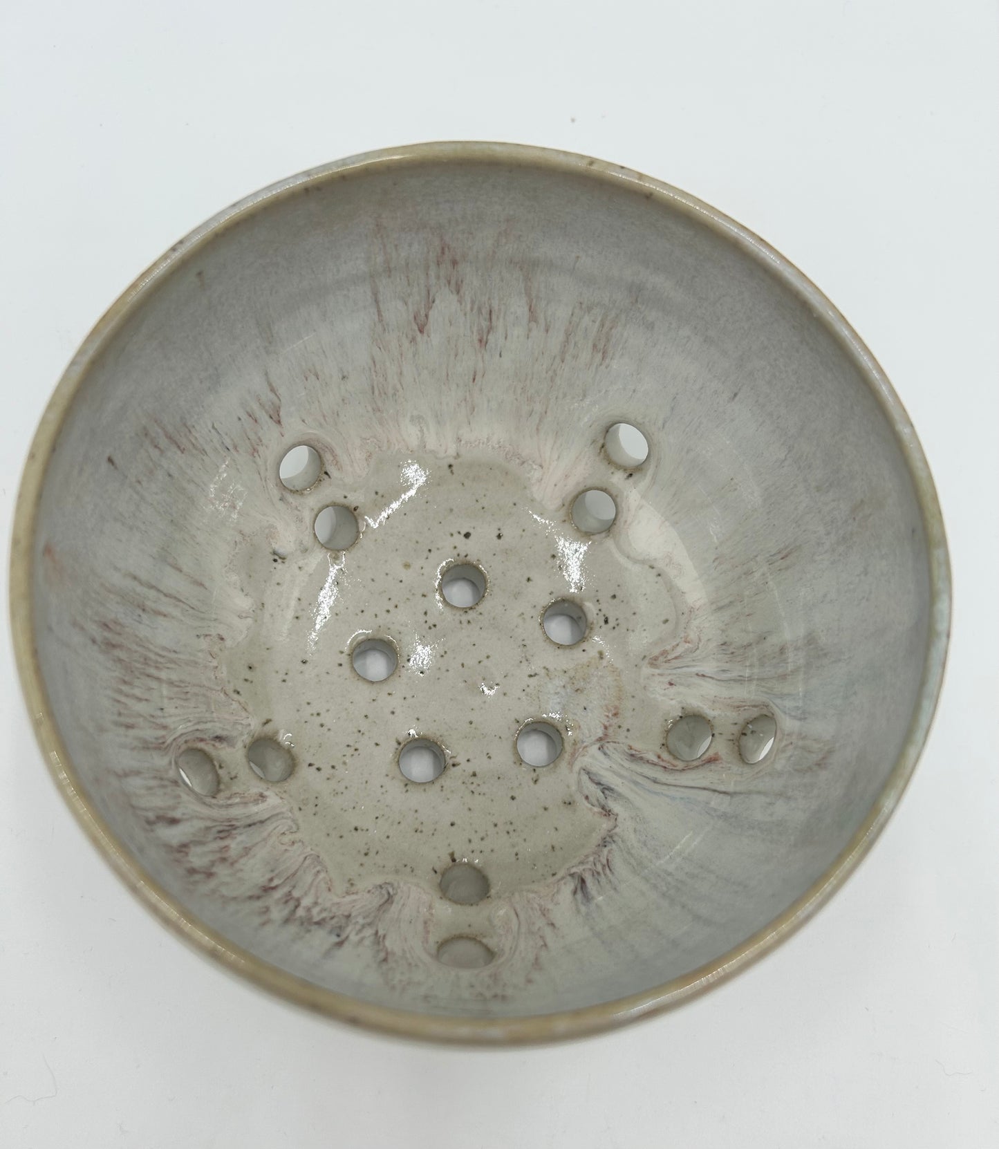 Berry Bowl – Rustic Colander & Fruit Strainer with Reactive Glaze - Green Tea and Sienna