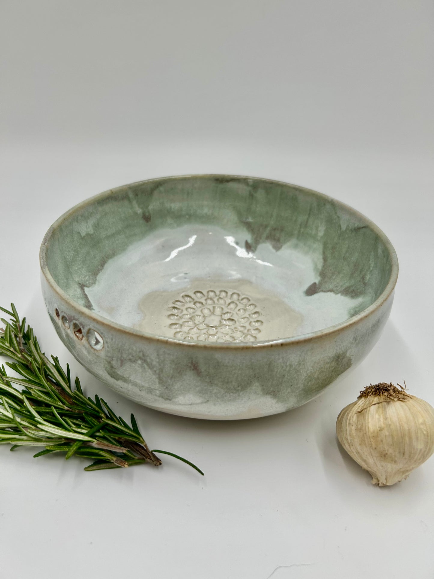 Prep + Salad Bowl with Herb Stripper, Garlic Grater - Sage