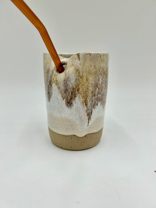 Cup with Straw Hole + Glass Straw - Iron