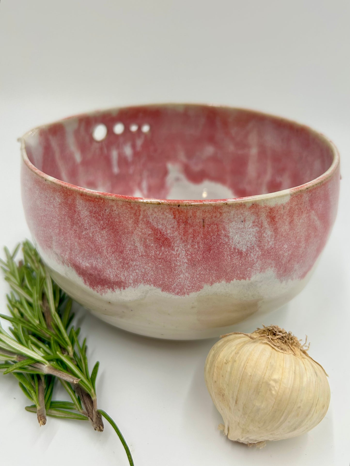Prep + Marinade Bowl with Herb Stripper, Garlic Grater - Raspberry