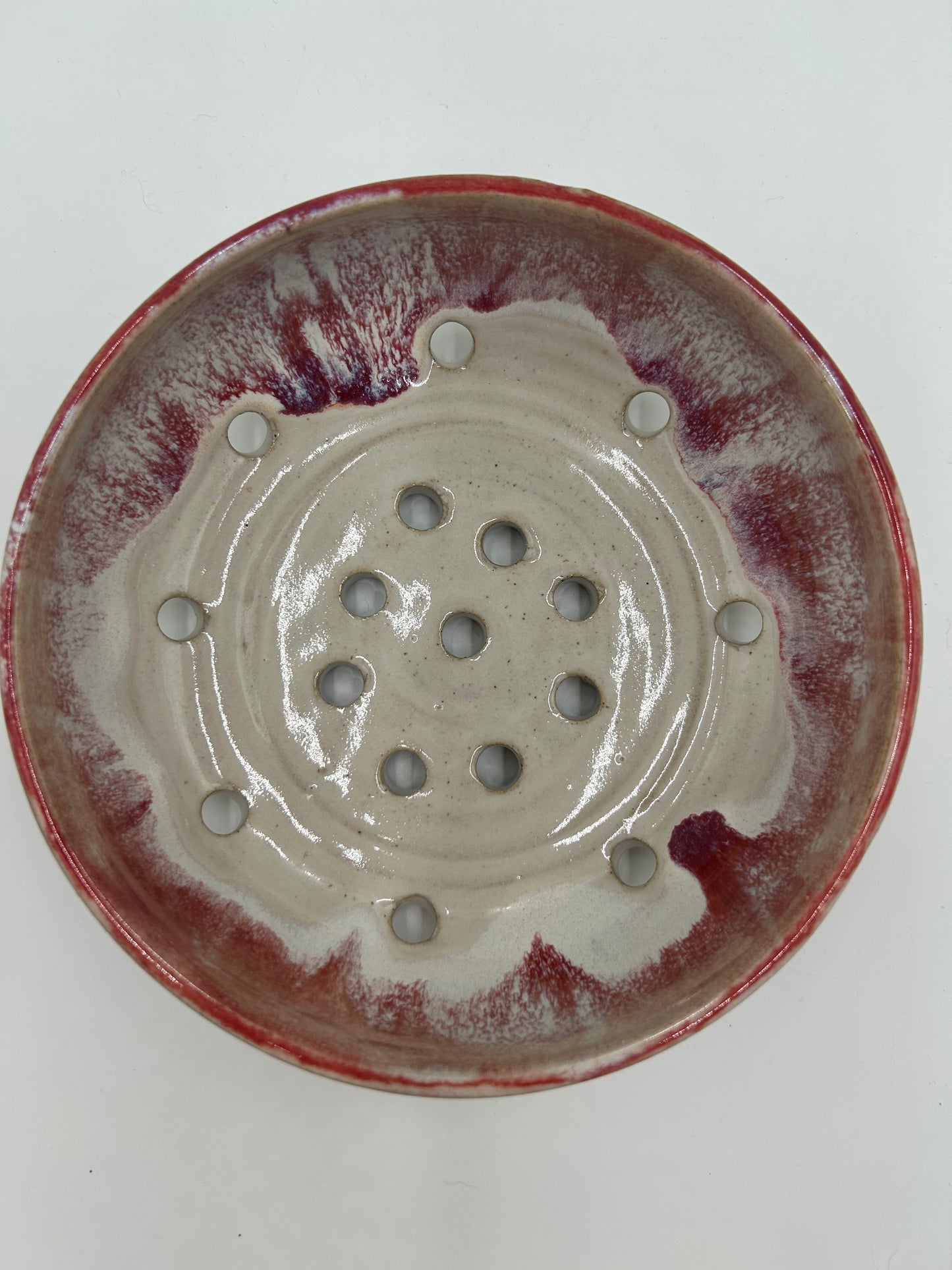 Wide Berry Bowl – Rustic Colander & Fruit Strainer with Reactive Glaze - Plum