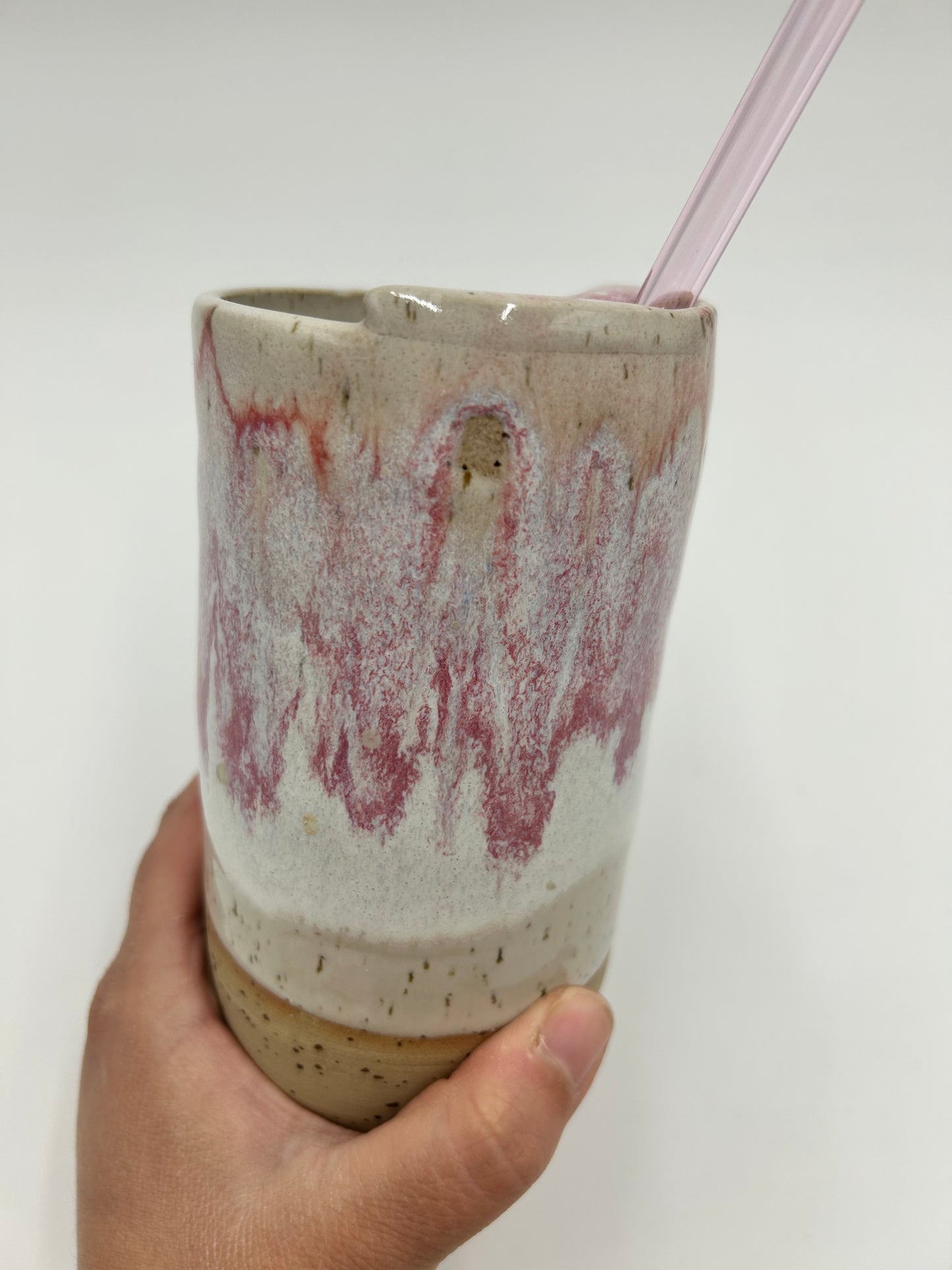 SECOND Travel Cup with Straw Top + Glass Straw - Raspberry