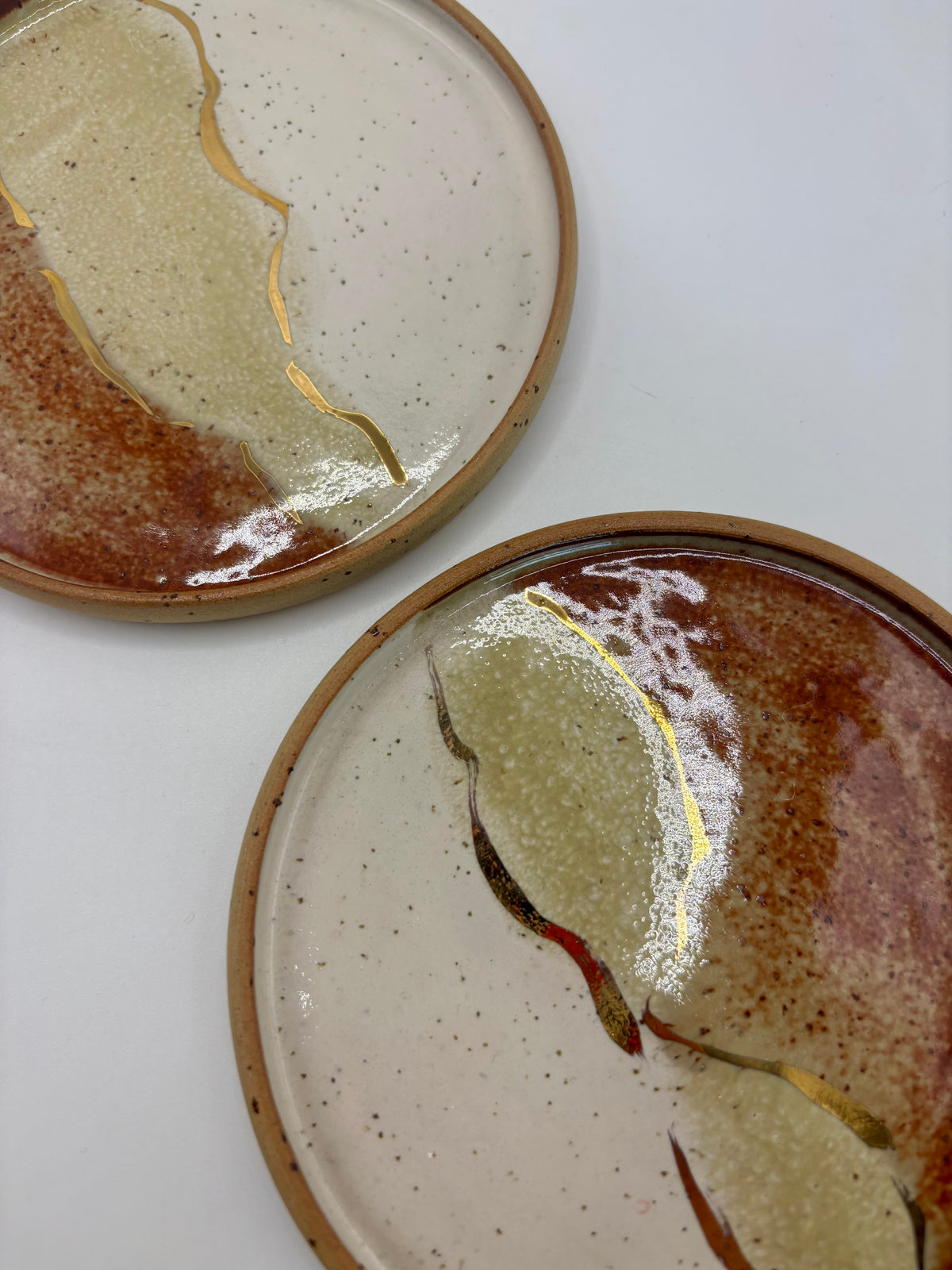Set of Two Coasters - Umber and Gold