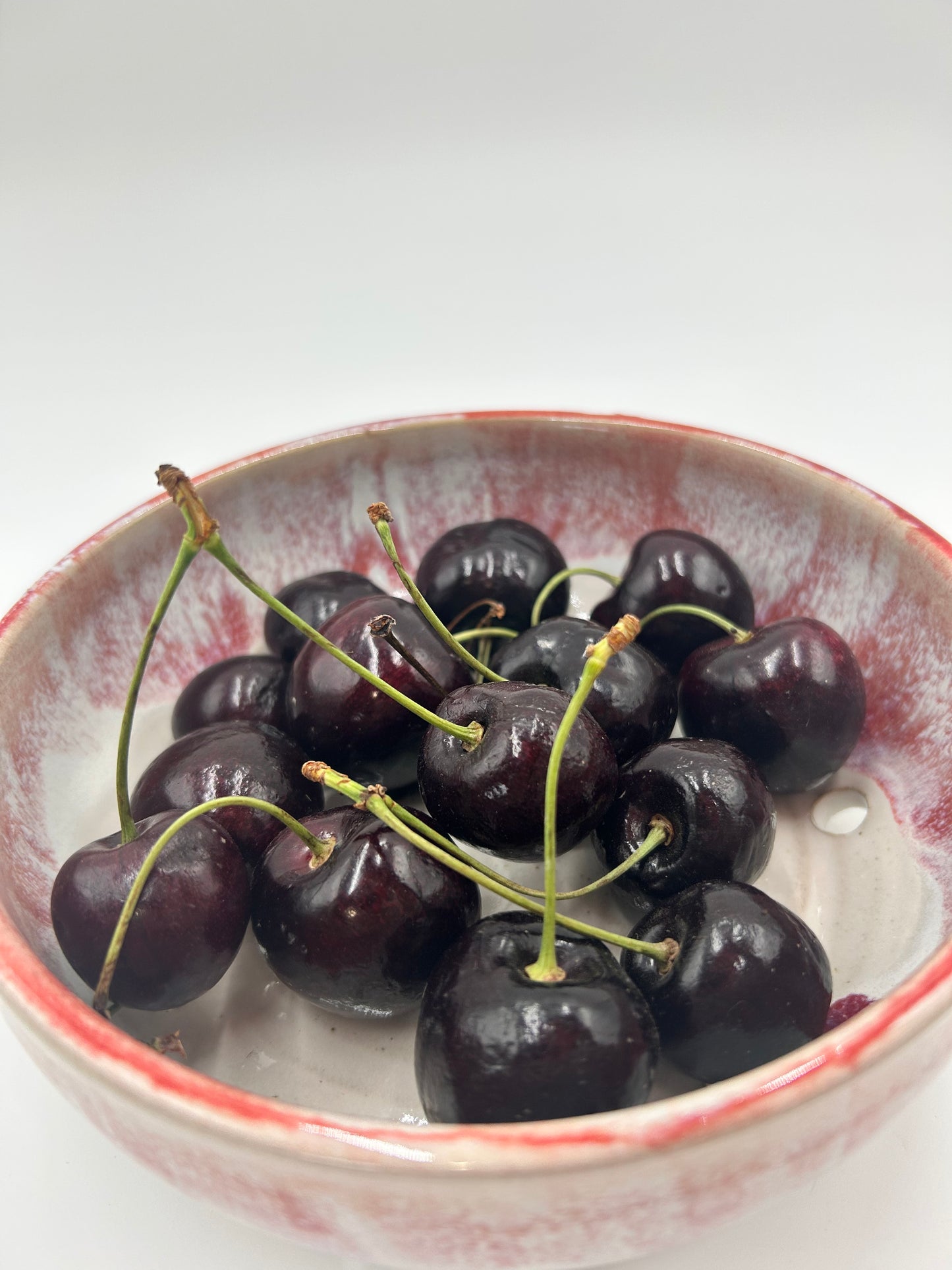 Wide Berry Bowl – Rustic Colander & Fruit Strainer with Reactive Glaze - Plum