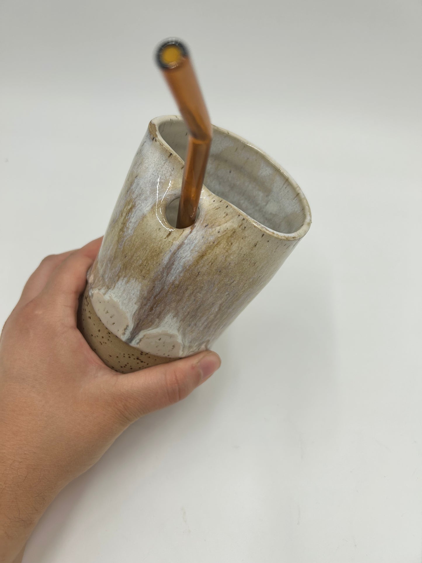 SECOND Cup with Straw Hole + Glass Straw - Iron