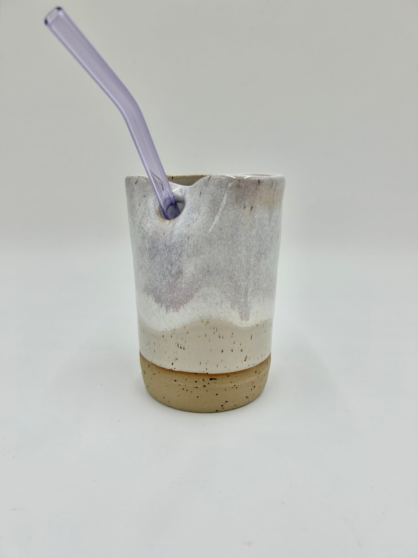Cup with Straw Hole + Glass Straw - Lavender