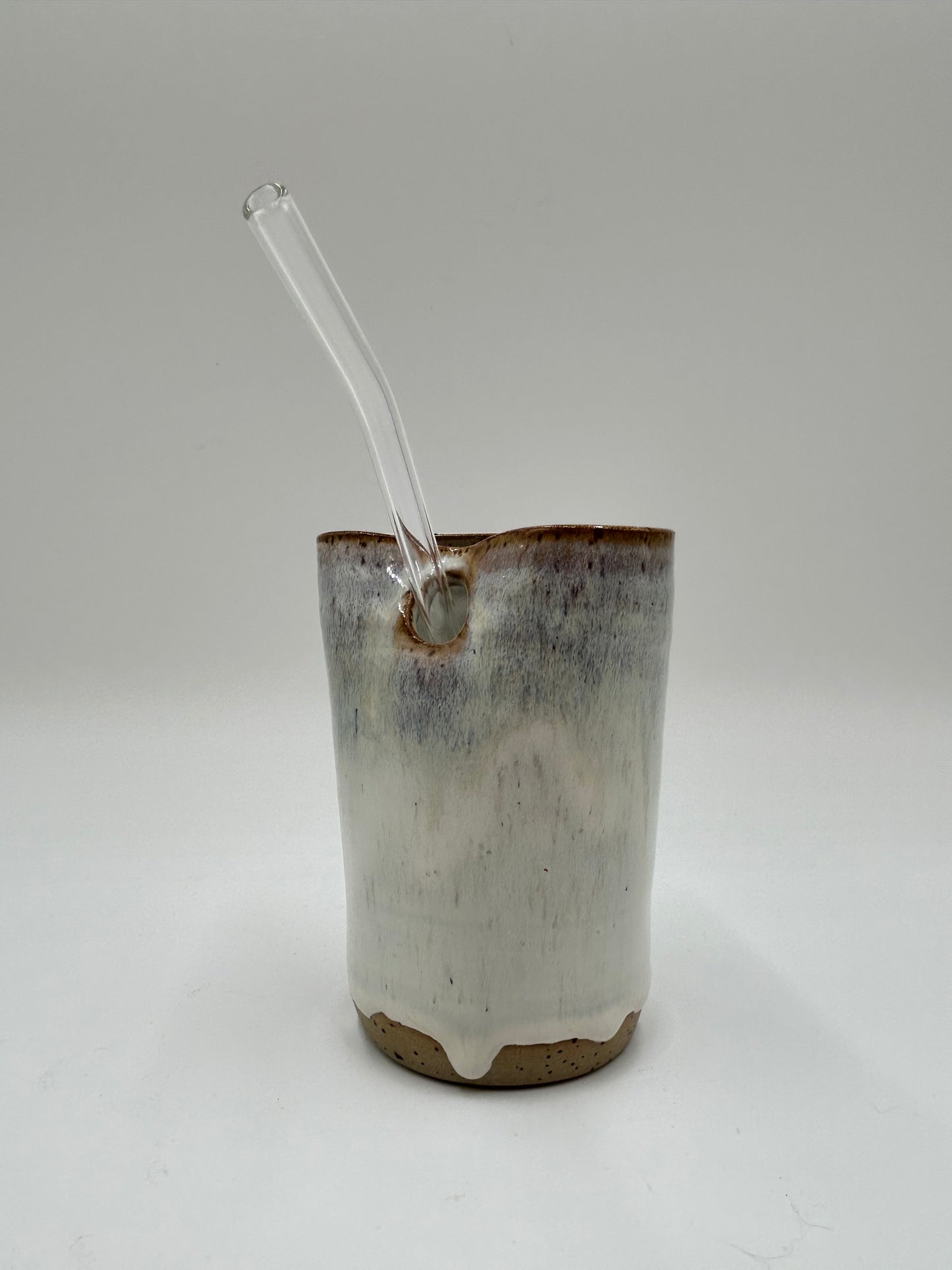 Cup with Straw Hole + Glass Straw - Ivory 1