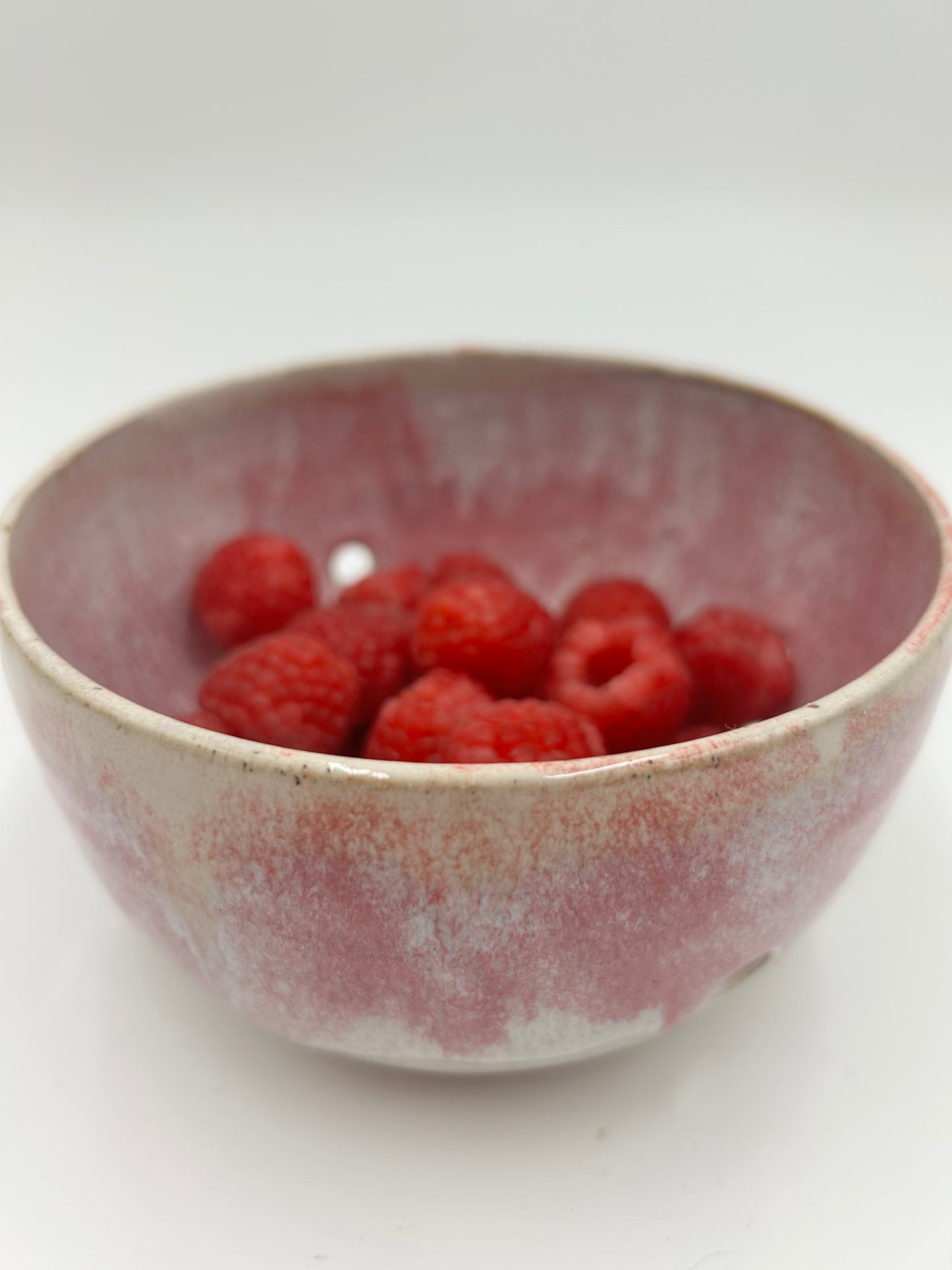 Berry Bowl – Rustic Colander & Fruit Strainer with Reactive Glaze - Raspberry