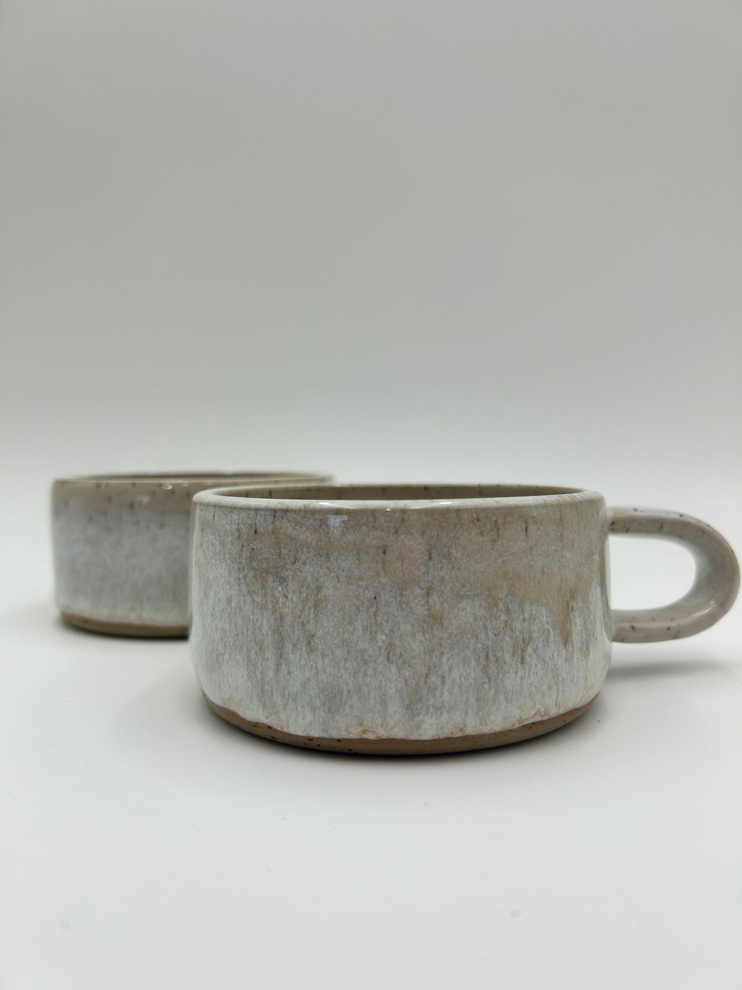 Flat White Mug - Low and Wide Stoneware Mug - Various Colours