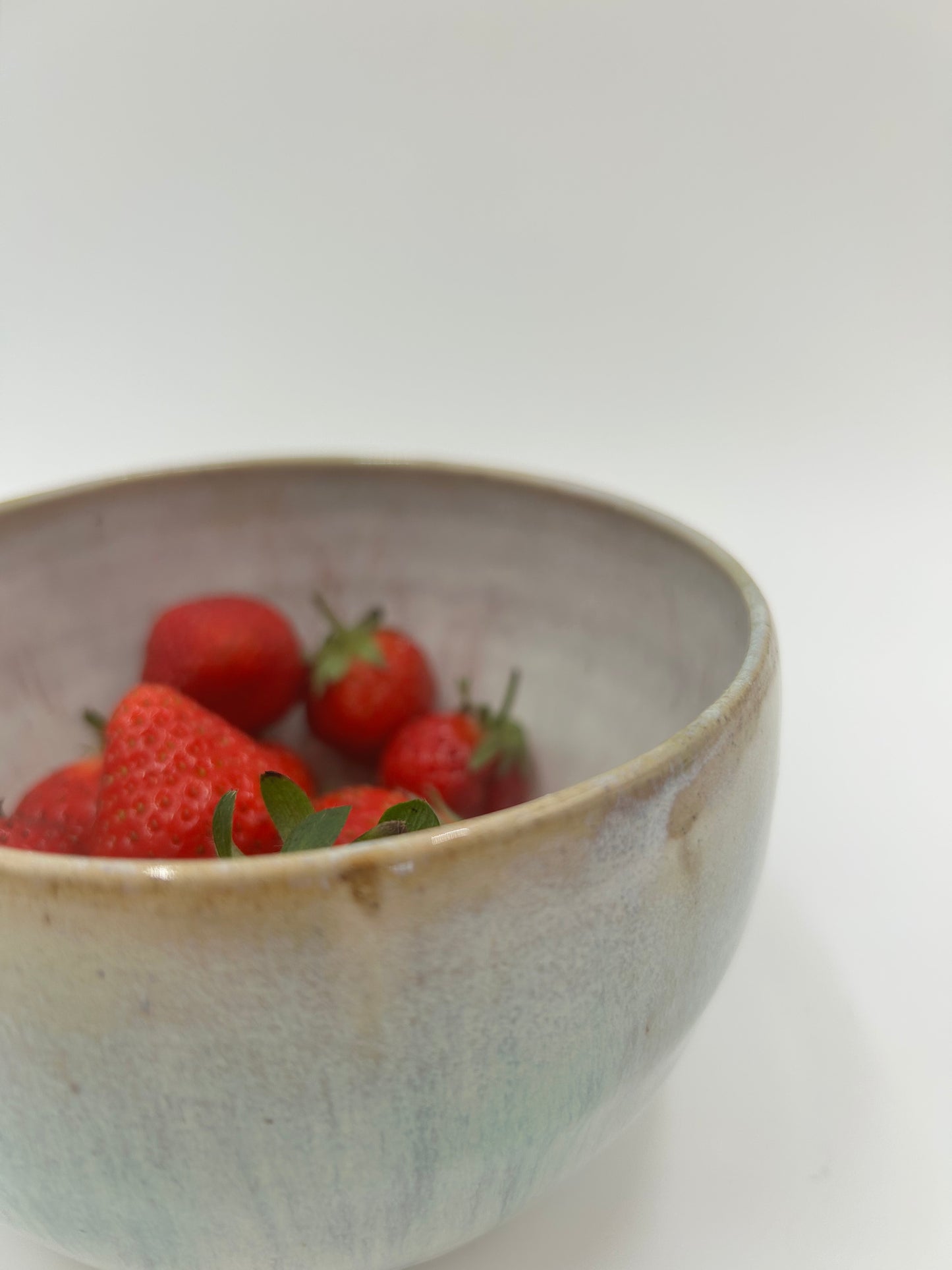 Berry Bowl – Rustic Colander & Fruit Strainer with Reactive Glaze - Green Tea and Sienna
