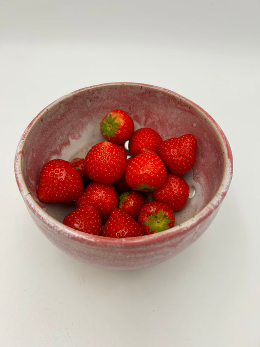 Berry Bowl – Rustic Colander & Fruit Strainer - Raspberry