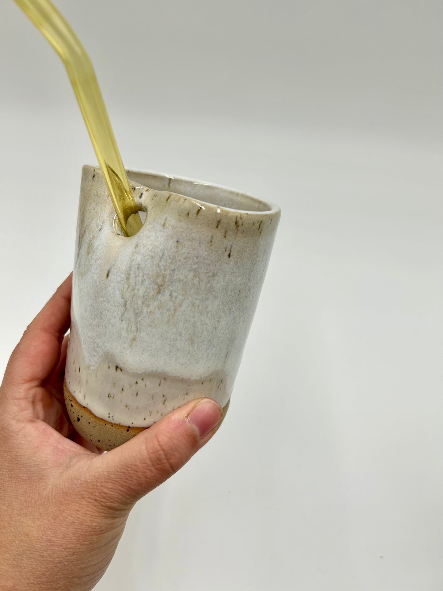 Cup with Straw Hole + Glass Straw - Umber