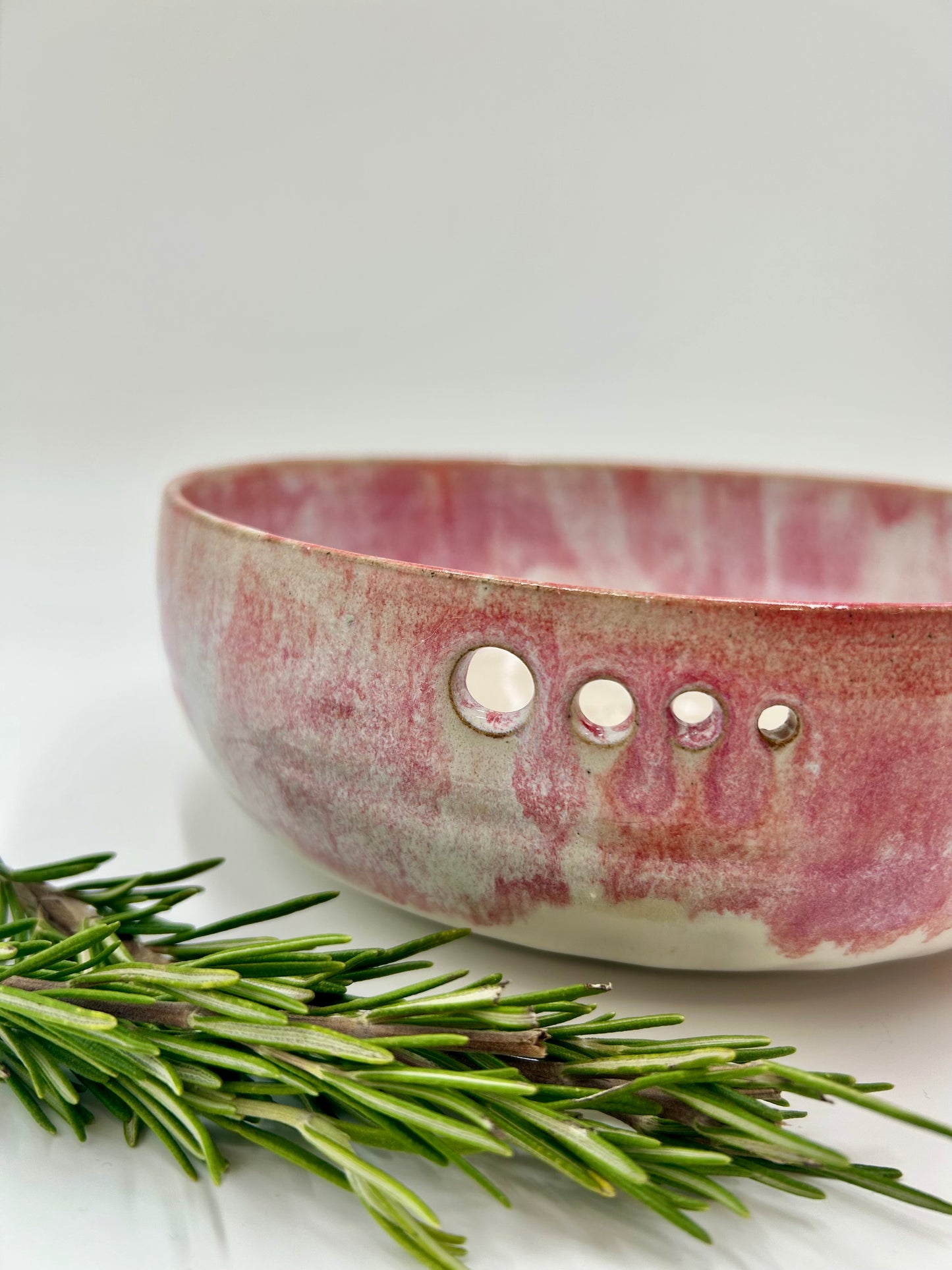 Prep + Salad Bowl with Herb Stripper, Garlic Grater - Raspberry