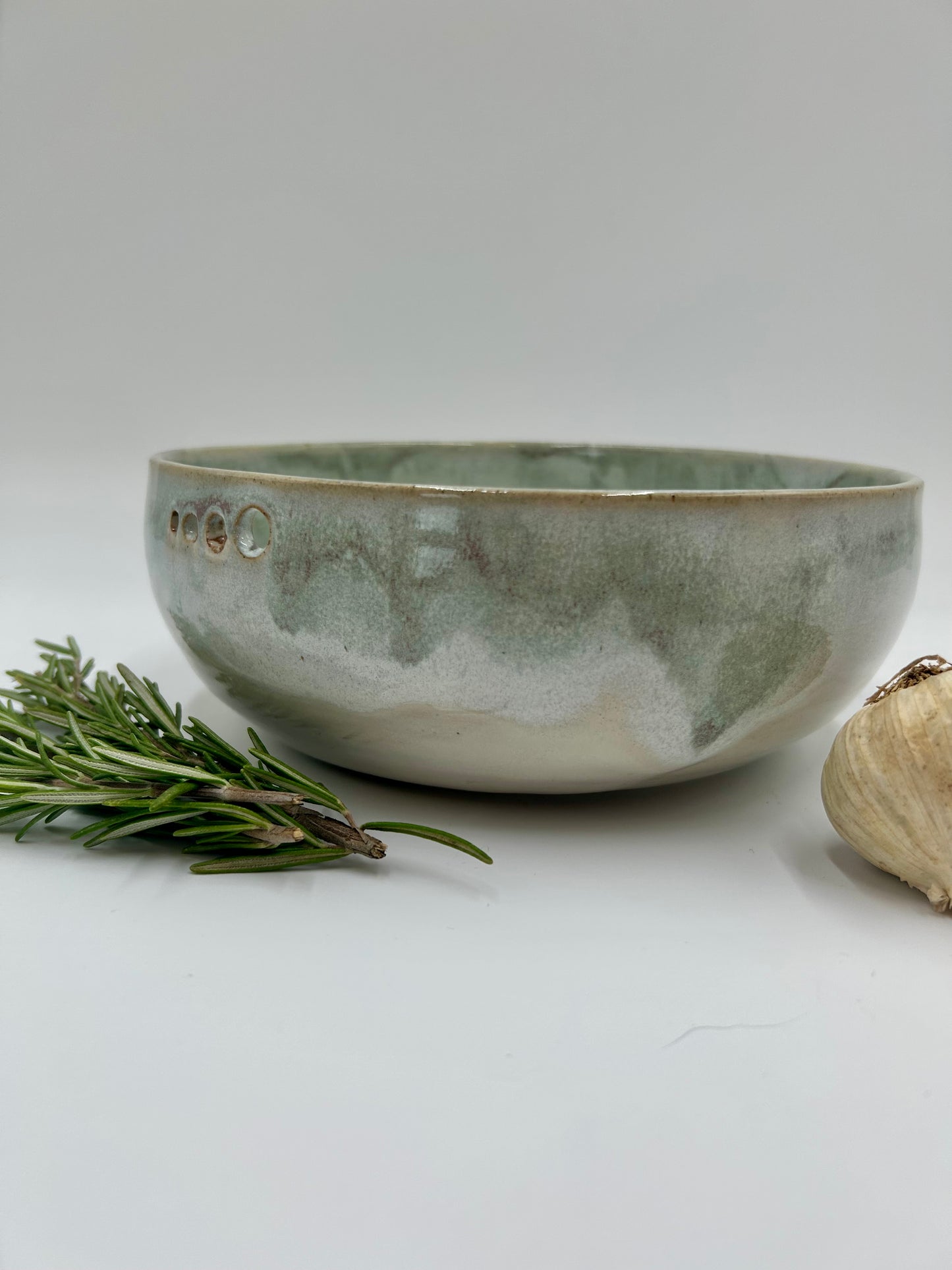 Prep + Salad Bowl with Herb Stripper, Garlic Grater - Sage