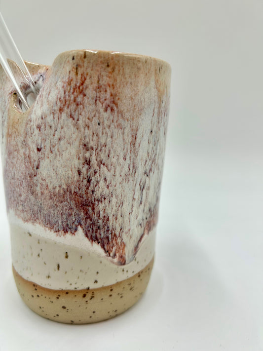 Cup with Straw Hole + Glass Straw - Sienna