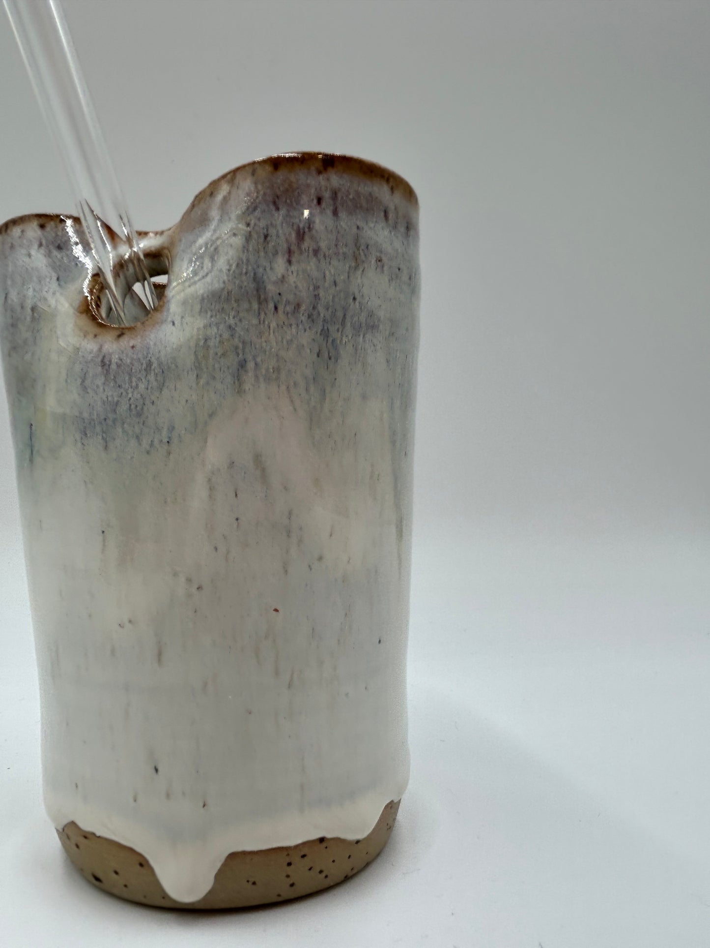 Cup with Straw Hole + Glass Straw - Ivory 1