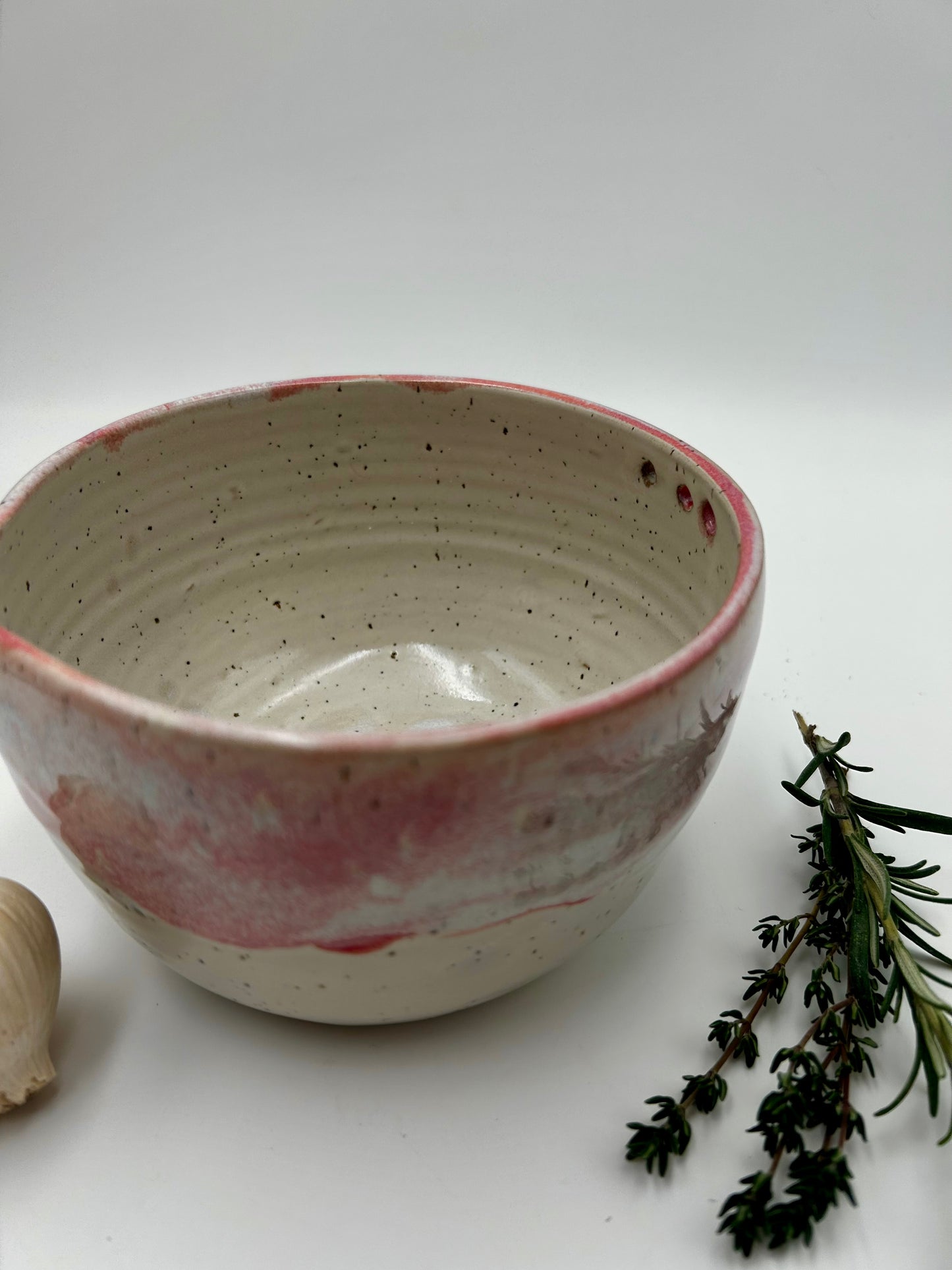 Prep + Marinade Bowl with Herb Stripper, Garlic Grater - Rose Pink