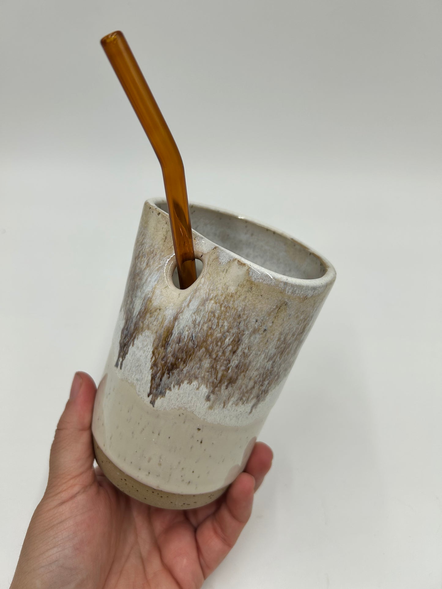 SECOND Cup with Straw Hole + Glass Straw - Iron