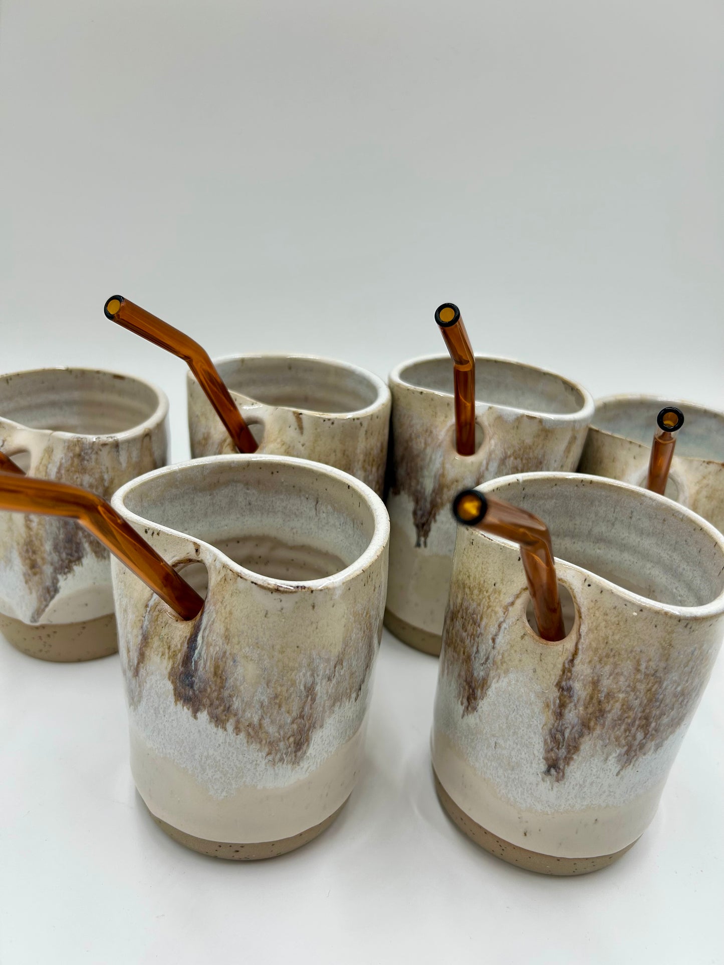 Cup with Straw Hole + Glass Straw - Iron