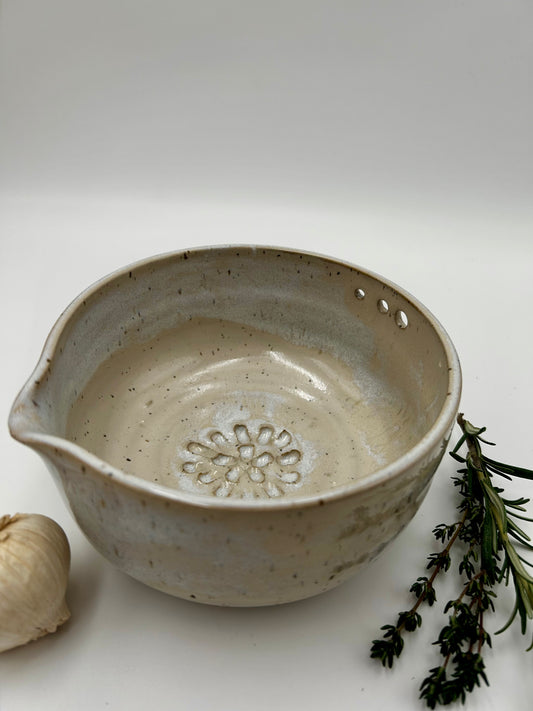 Prep + Marinade Bowl with Herb Stripper, Garlic Grater - Ivory