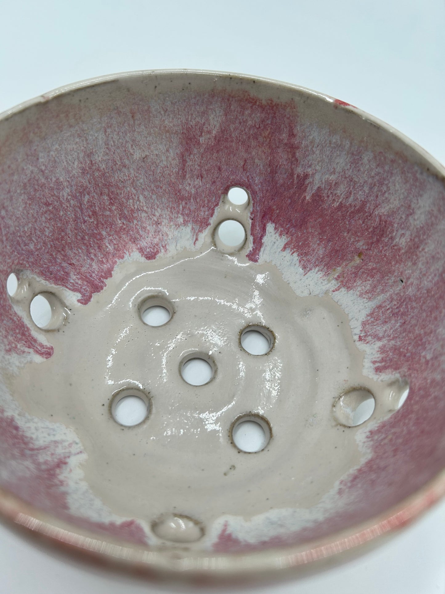 Berry Bowl – Rustic Colander & Fruit Strainer with Reactive Glaze - Raspberry