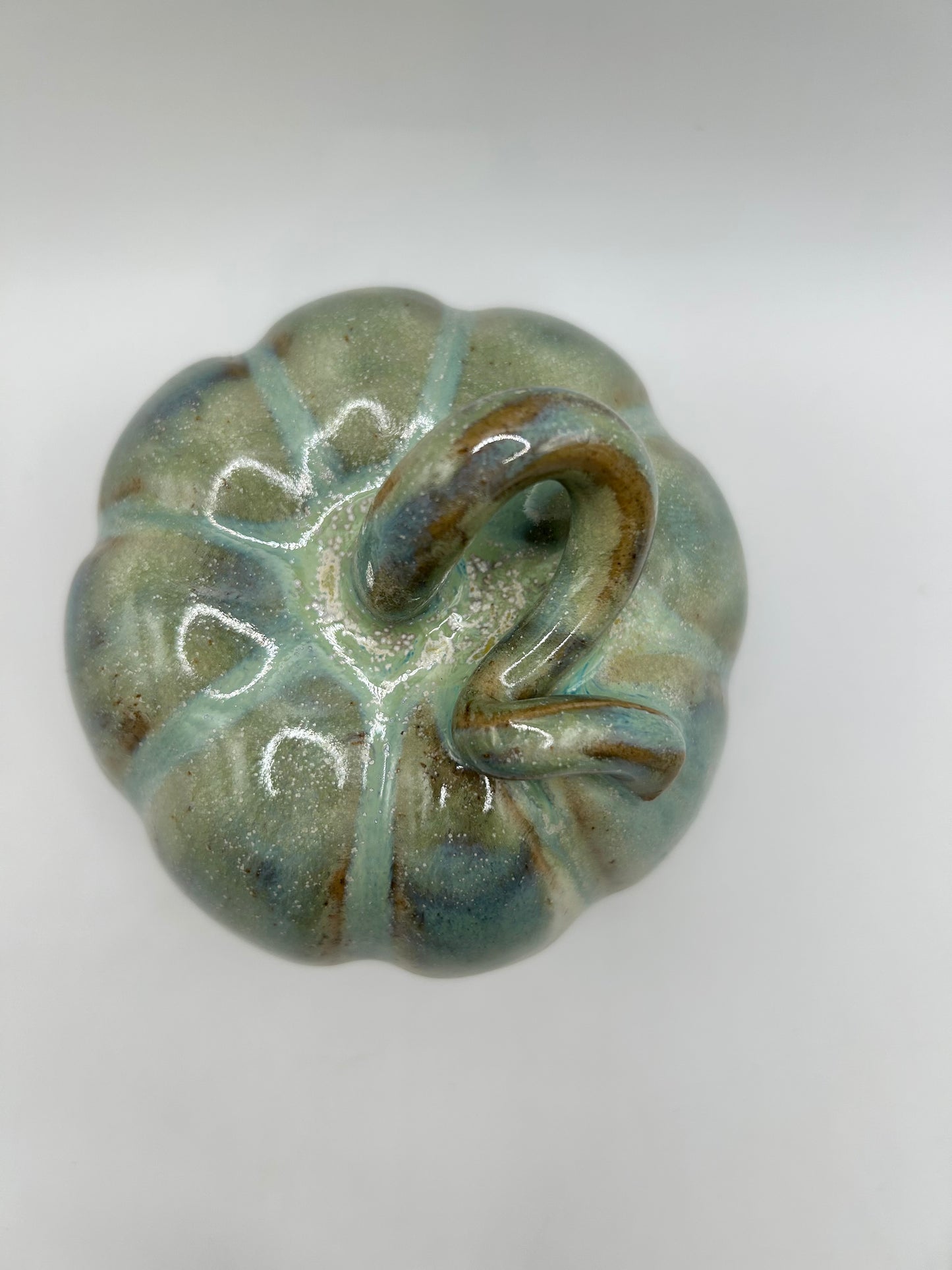 Pumpkin #14 - Large Green Tea and Alabaster (Tall)