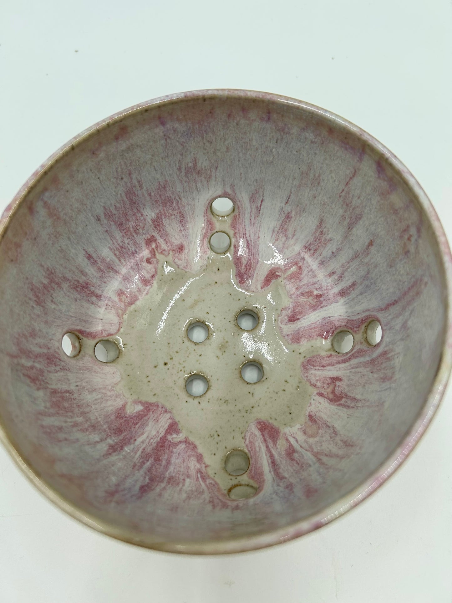 Berry Bowl – Rustic Colander & Fruit Strainer with Reactive Glaze - Raspberry 2