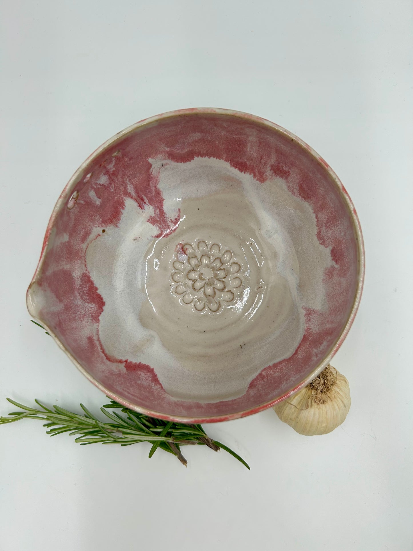 Prep + Marinade Bowl with Herb Stripper, Garlic Grater - Raspberry