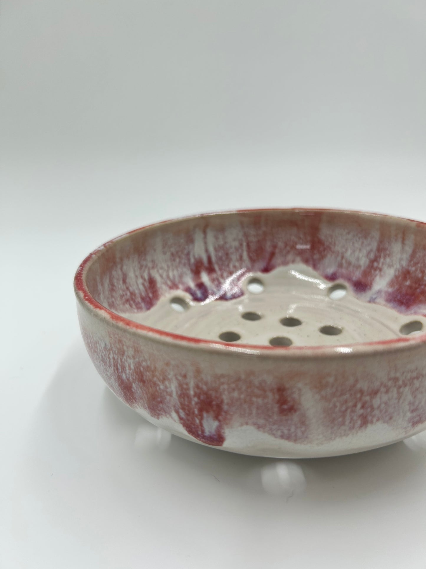 Wide Berry Bowl – Rustic Colander & Fruit Strainer with Reactive Glaze - Plum