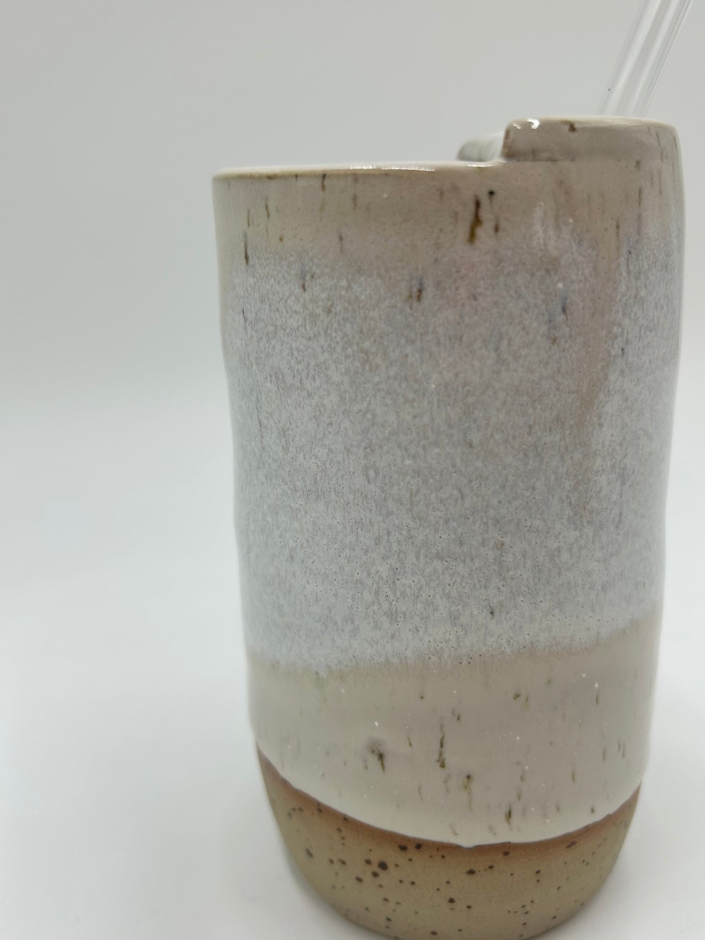 Travel Cup with Straw Top + Glass Straw - Ivory