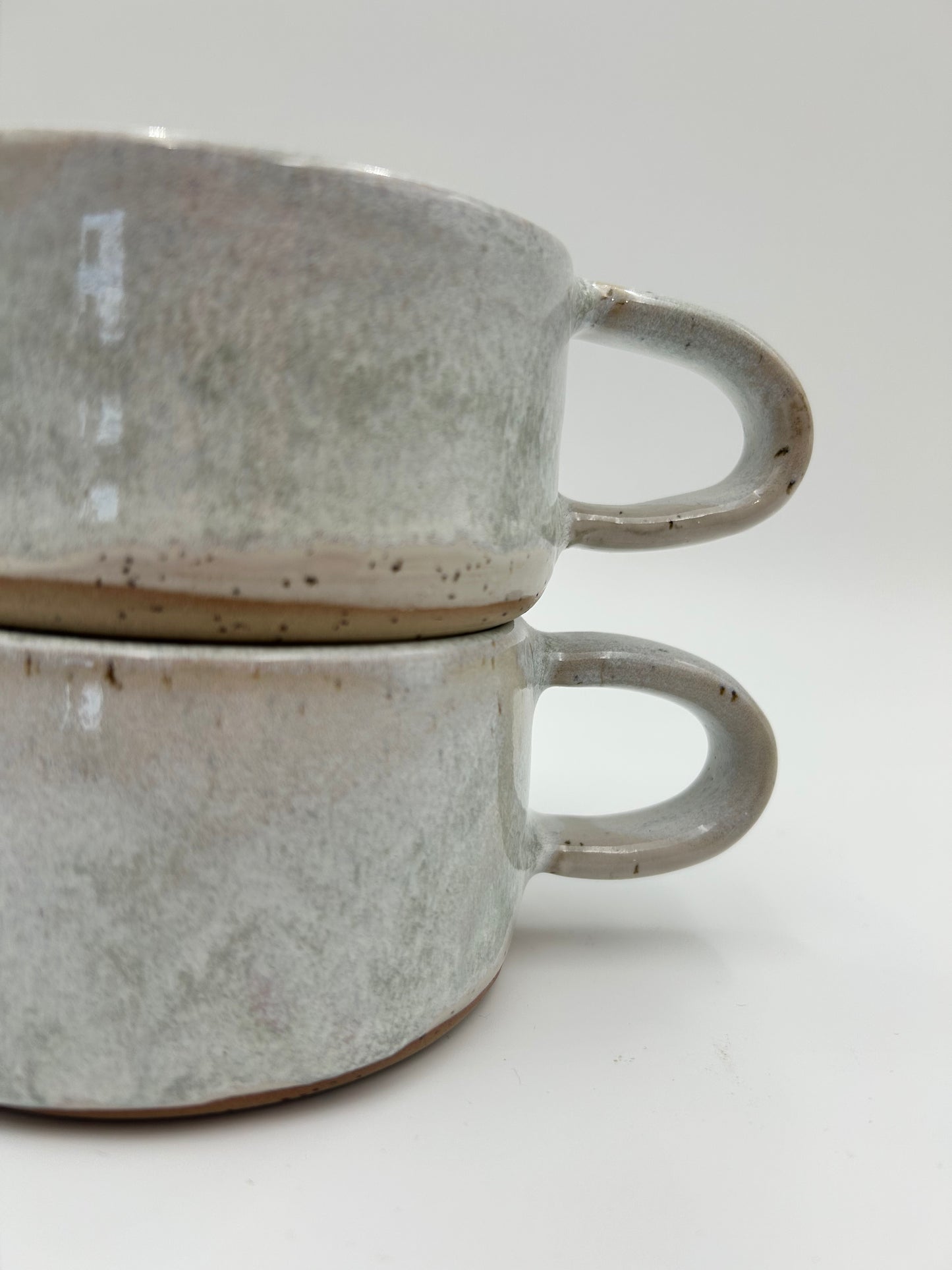 Flat White Mug - Low and Wide Stoneware Mug - Various Colours