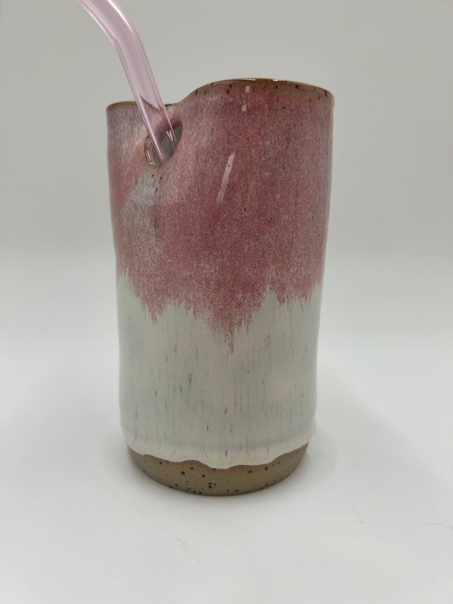 Cup with Straw Hole + Glass Straw - Pink 3