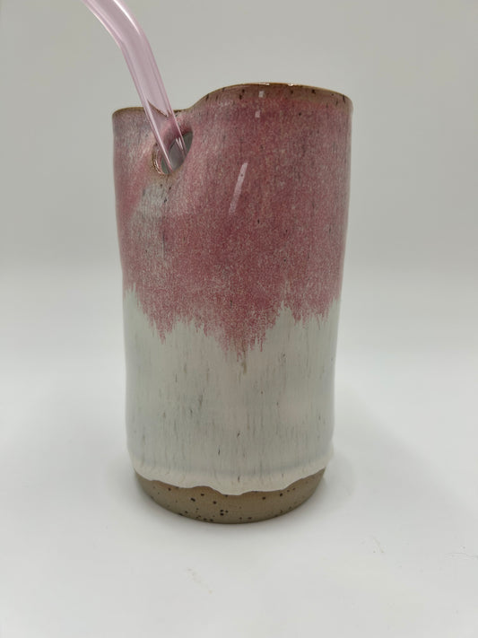 Cup with Straw Hole + Glass Straw - Pink 3