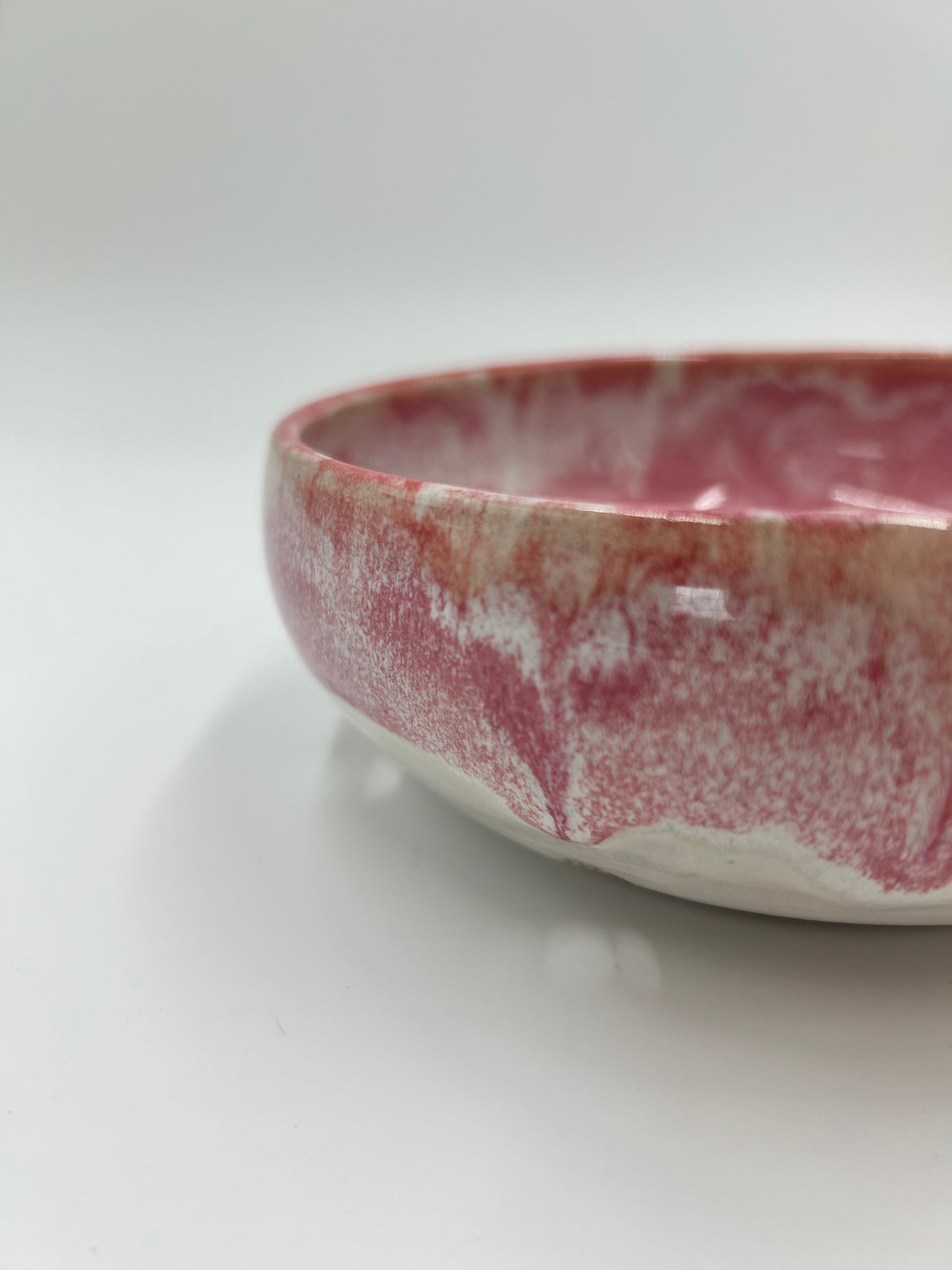 Wide Berry Bowl – Rustic Colander & Fruit Strainer with Reactive Glaze - Raspberry