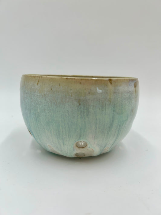 Berry Bowl – Rustic Colander & Fruit Strainer with Reactive Glaze - Green Tea and Sienna