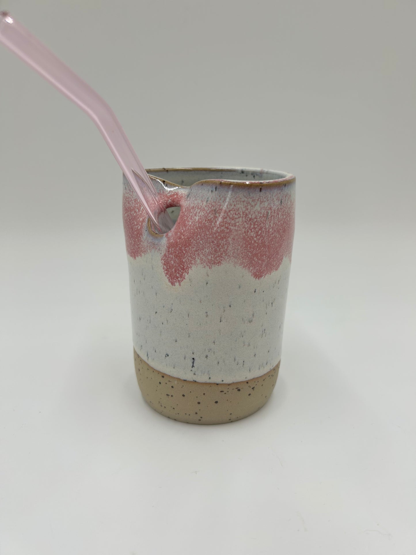 Cup with Straw Hole + Glass Straw - Pink 2