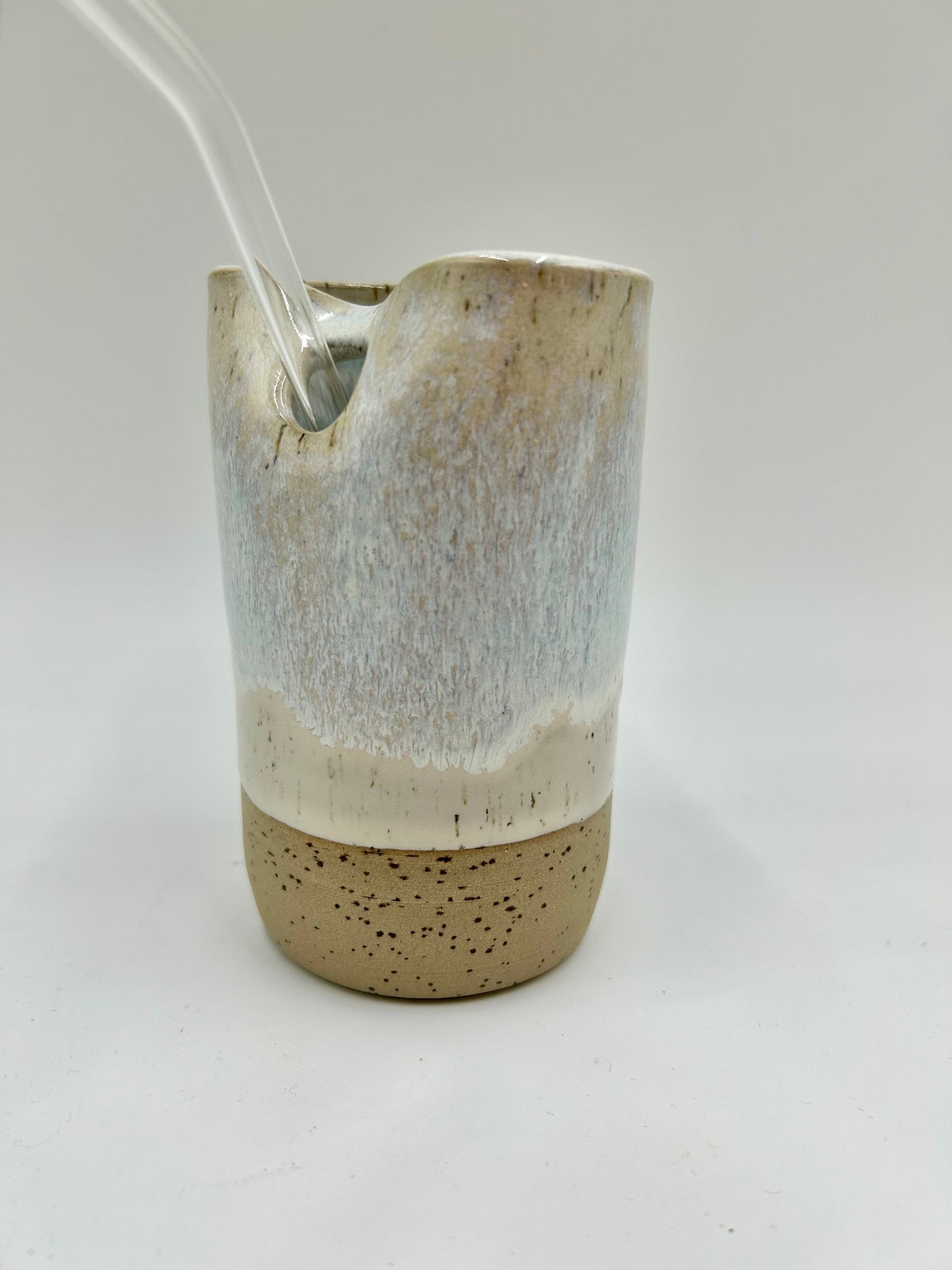 Cup with Straw Hole + Glass Straw - Ivory