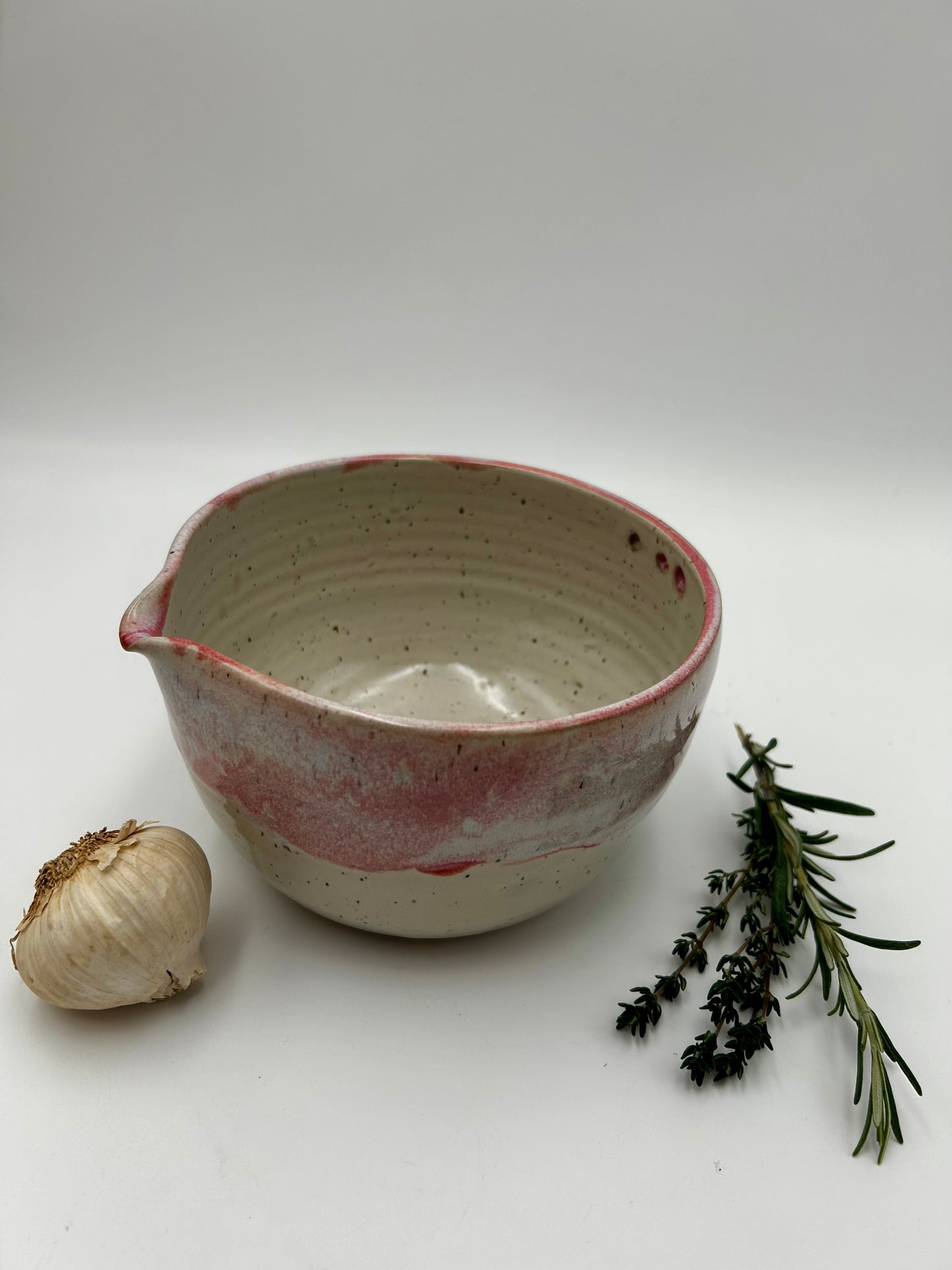 Prep + Marinade Bowl with Herb Stripper, Garlic Grater - Rose Pink