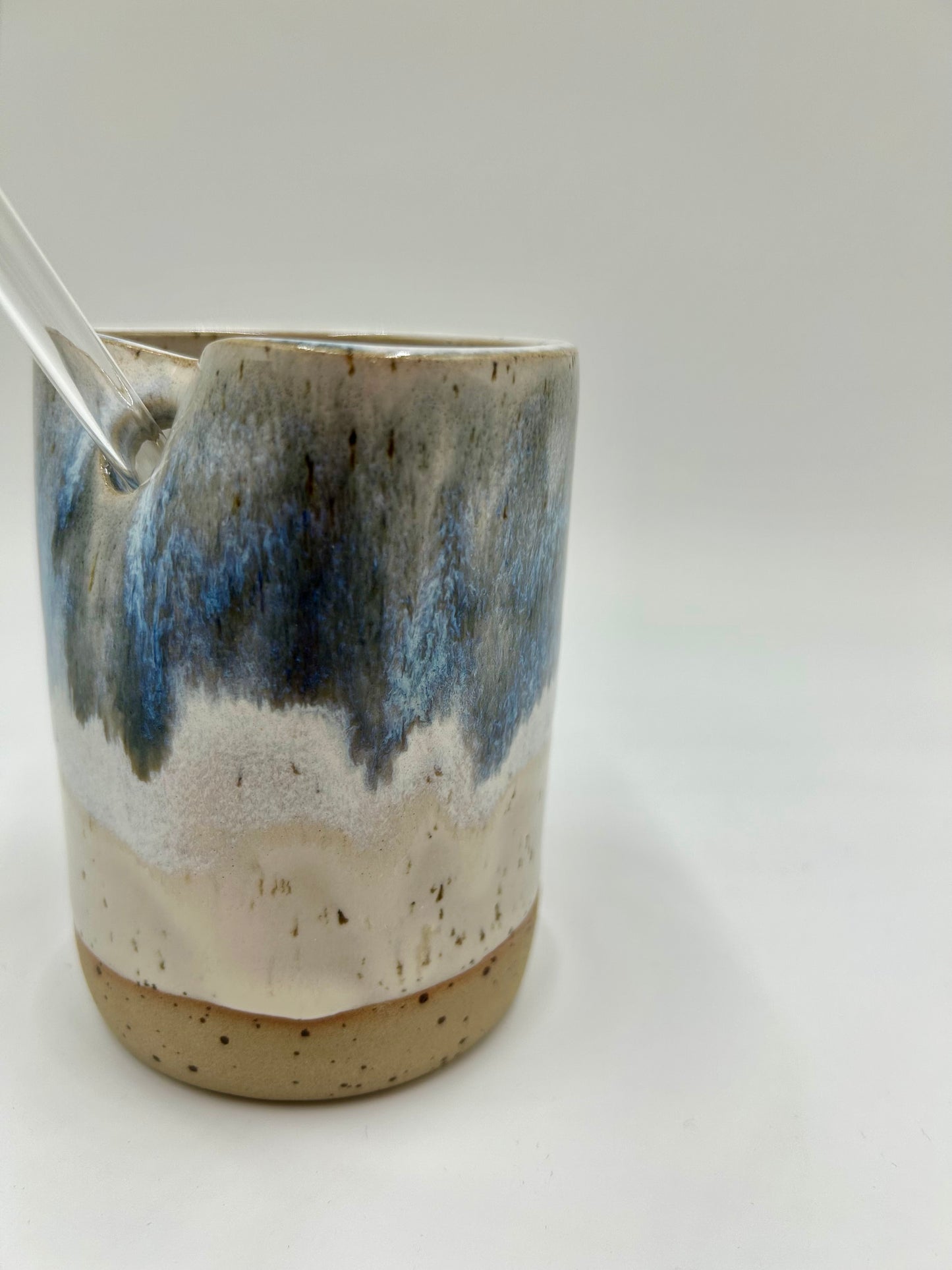 Cup with Straw Hole + Glass Straw - Blue Sea