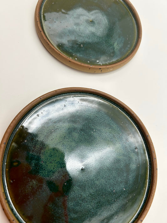 Set of Two Coasters - Emerald Green